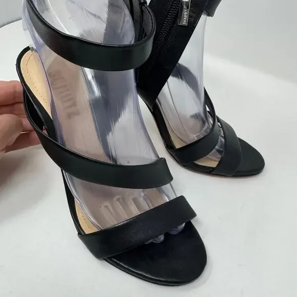 SCHUTZ Lauanne Heels Shoes 7 Black Leather Ankle Strap Brazil Dark Romantic Goth - Picture 6 of 12